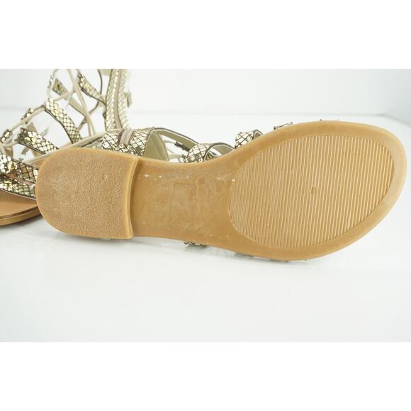 Steve Madden Gold Snake Lace up Gladiator Strappy Sandals Size 5.5 Flat - Picture 8 of 11